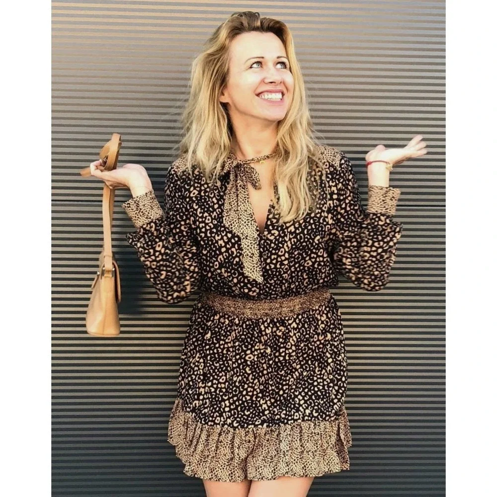 leopard print mini dress zara Zara - Short Satin Effect Dress - Leopard - Xl